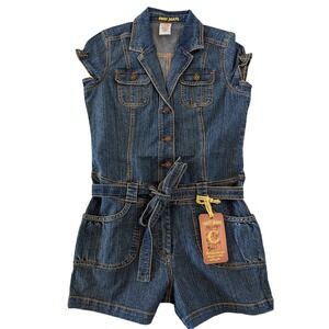 Crest Jeans Sleeveless Denim Belted Romper Size Large